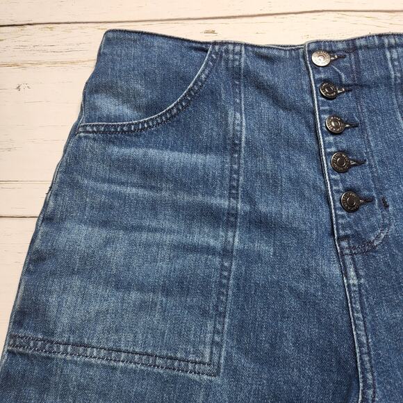 Veronica Beard Crosbie Wide Leg Crop Jeans High Rise Exposed Button Fly 30 - Picture 9 of 13